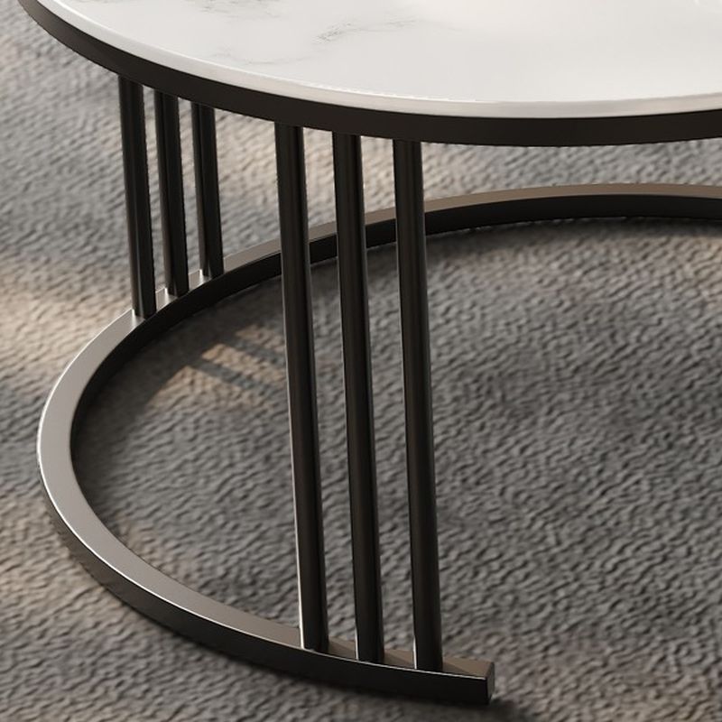 Bella Coffee Table for Living Room | Ceramic Top | Round Shaped | Grey Colour