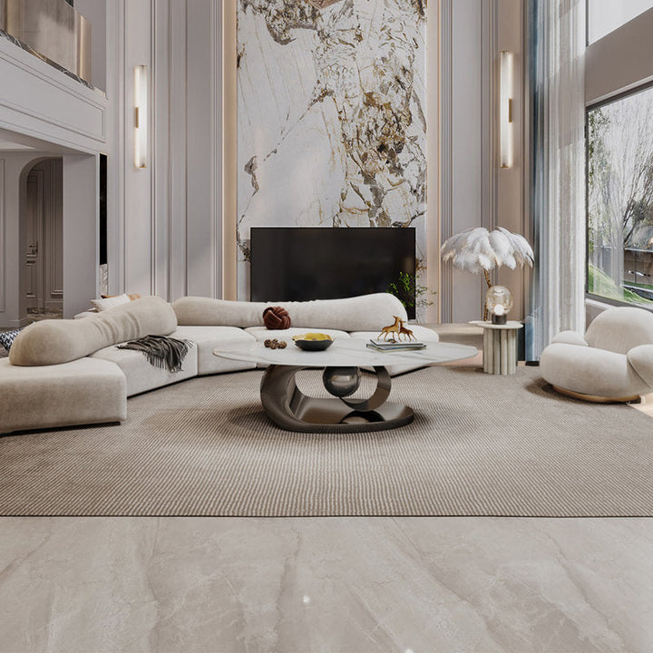 Preksha Luxurious Marble Top Stainless Steel With Pvd Coated Single Bool Coffee Table