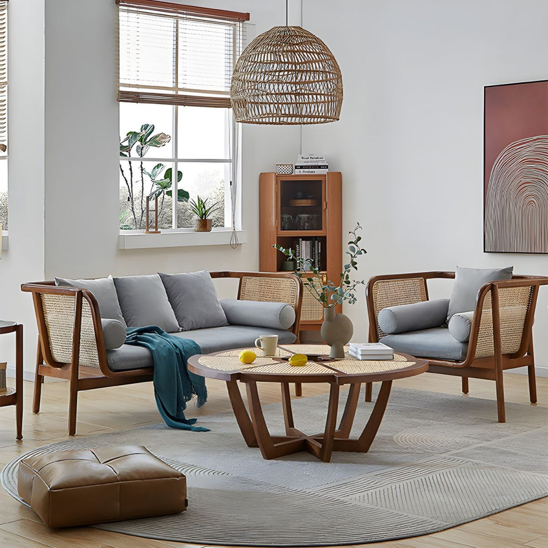 Yatika Solid Wood 3 + 1 + 1 Sofa for Living Room