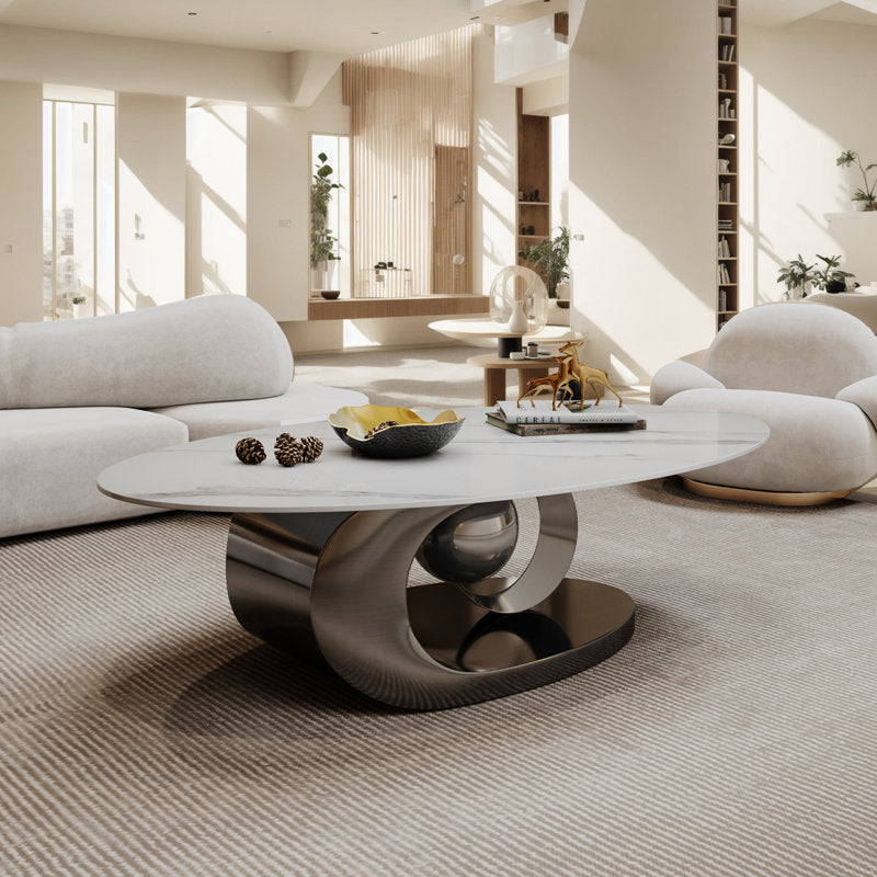 Preksha Luxurious Marble Top Stainless Steel With Pvd Coated Single Bool Coffee Table