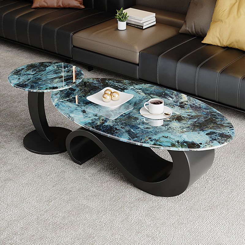 Harita Stainless Steel Frame Coffee Table with Marble Top