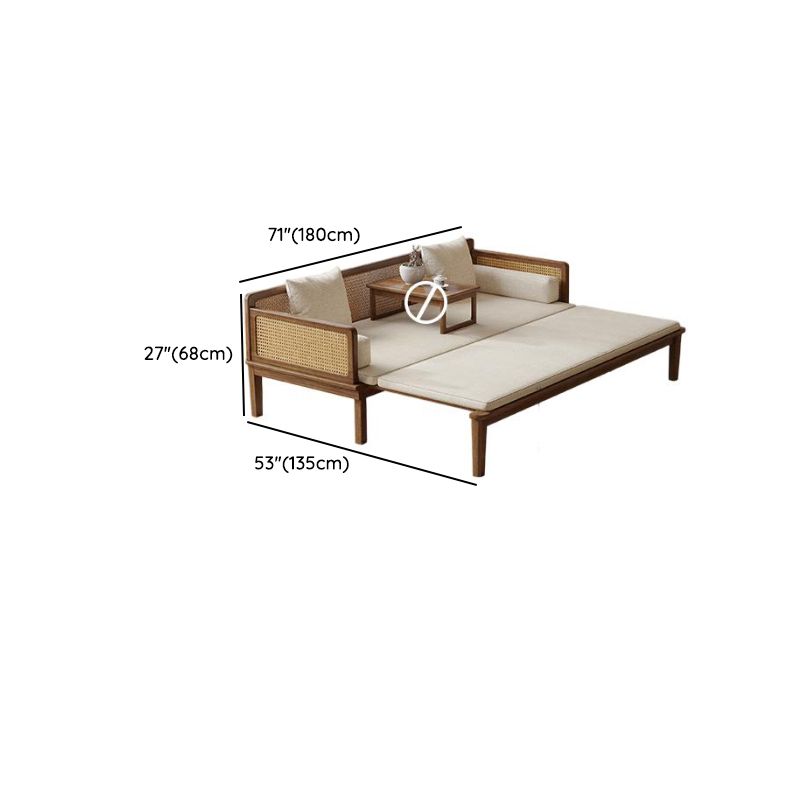 Sergey Solid Wood and Cane Weaving Sofa Come Bed
