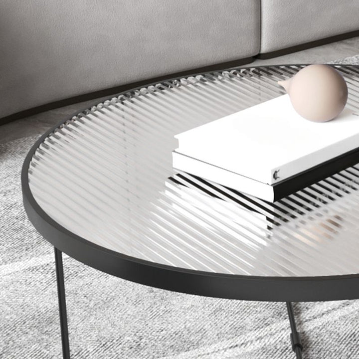 Haniya Fluted Glass Top Coffee Table for Living Room