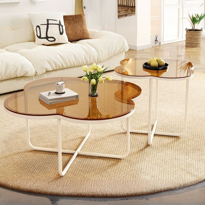 Ishita White Frame and Glass Top Coffee Table for Living Room