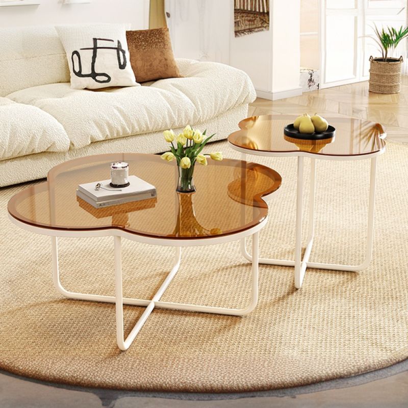 Ishita White Frame and Glass Top Coffee Table for Living Room