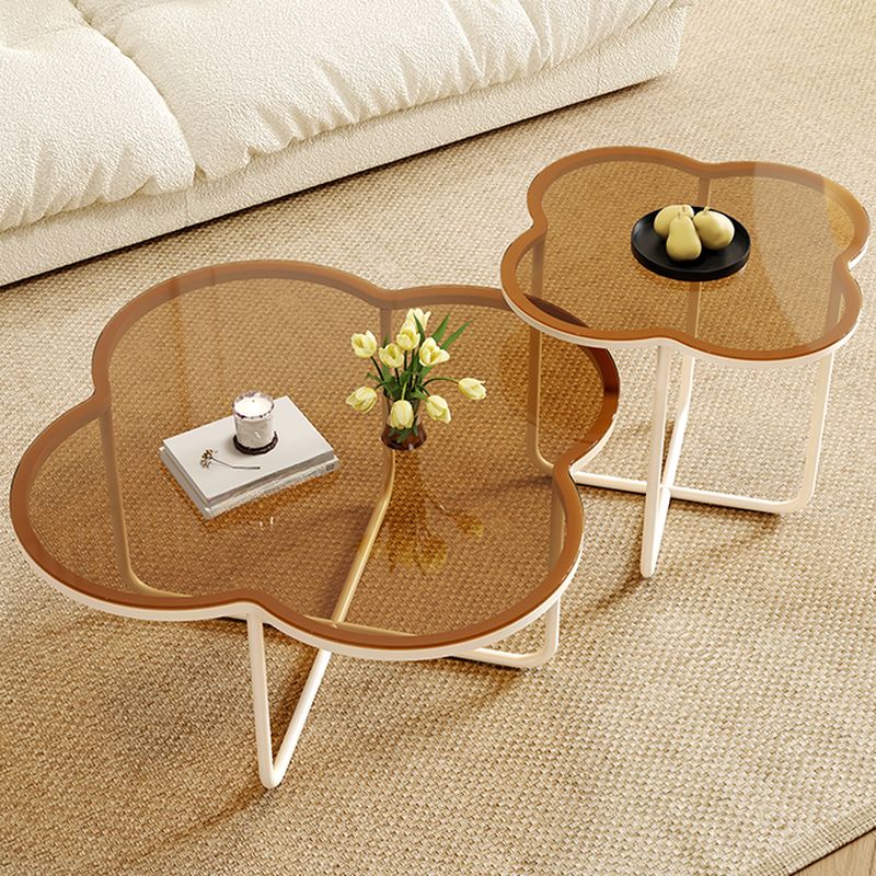 Ishita White Frame and Glass Top Coffee Table for Living Room