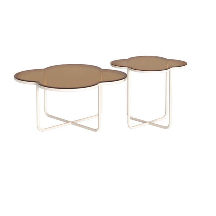 Ishita White Frame and Glass Top Coffee Table for Living Room