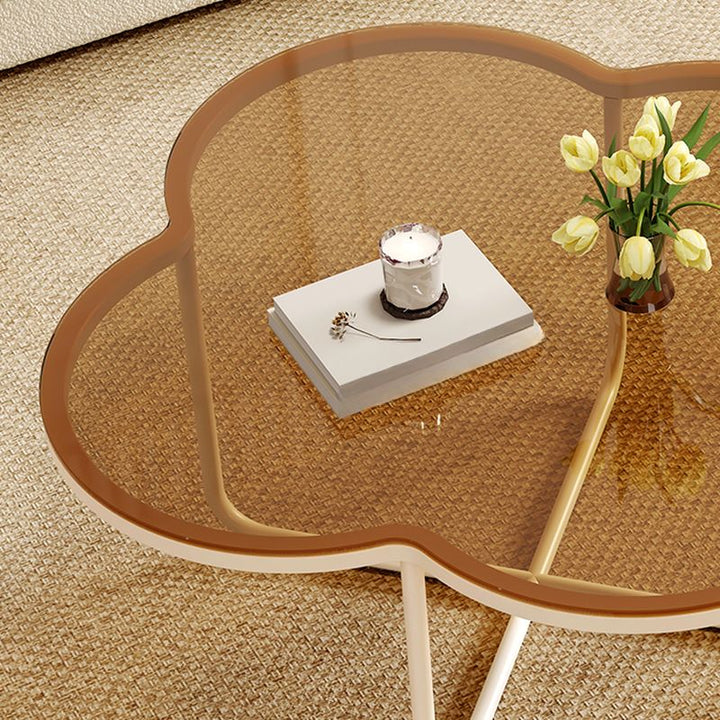 Ishita White Frame and Glass Top Coffee Table for Living Room