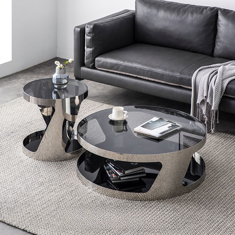 Iyla Stainless Steel Frame Coffee Table with Glass Top