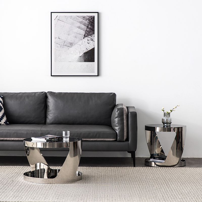 Iyla Stainless Steel Frame Coffee Table with Glass Top