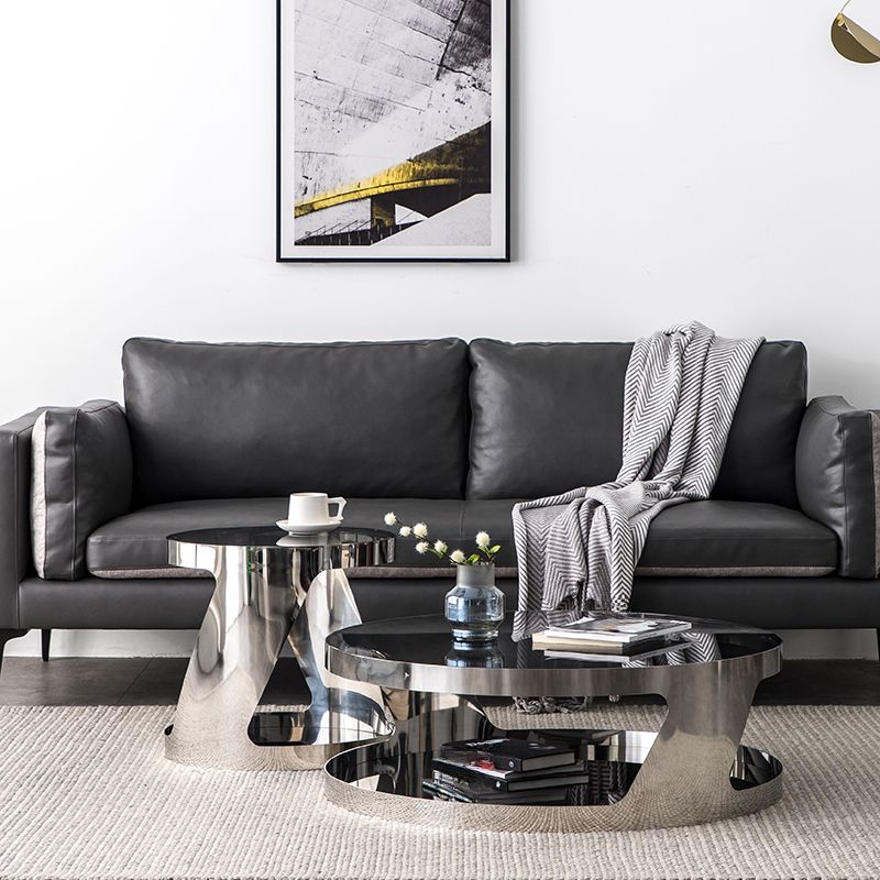 Iyla Stainless Steel Frame Coffee Table with Glass Top