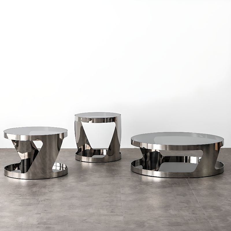 Iyla Stainless Steel Frame Coffee Table with Glass Top