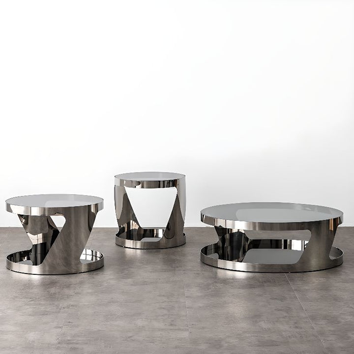Iyla Stainless Steel Frame Coffee Table with Glass Top