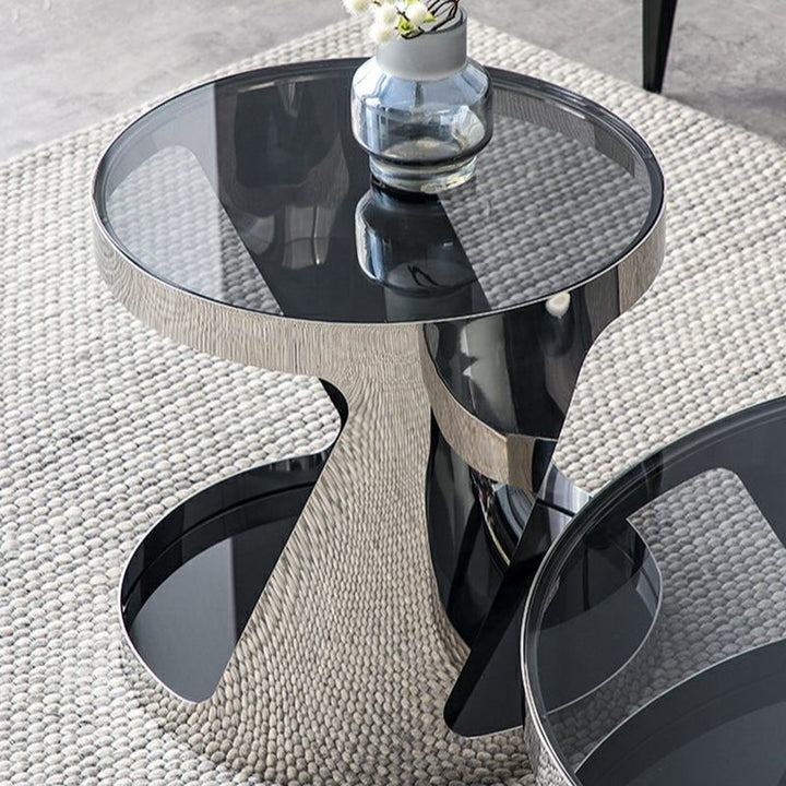 Iyla Stainless Steel Frame Coffee Table with Glass Top