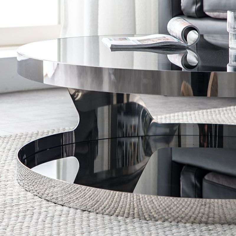 Iyla Stainless Steel Frame Coffee Table with Glass Top