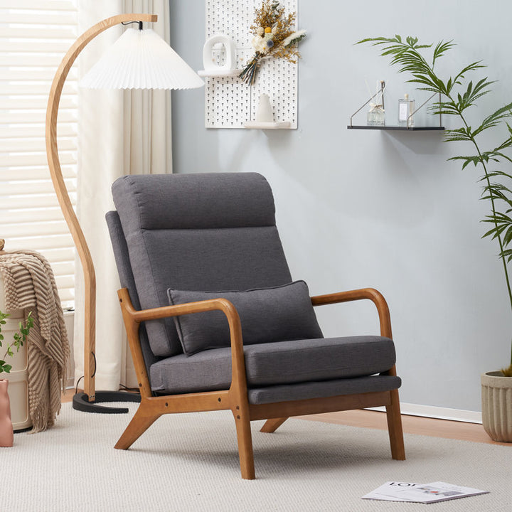 Lavitha Solid Wood and Fabric Arm Chair | Living Room Chair | Lounge Chair