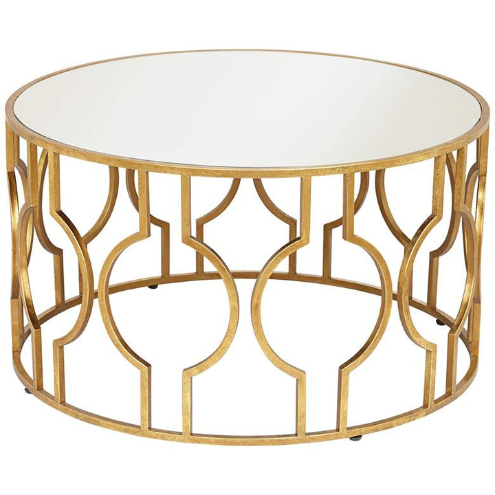 Aditya Metal Golden Coffee Table For Living Room - Glass Top
