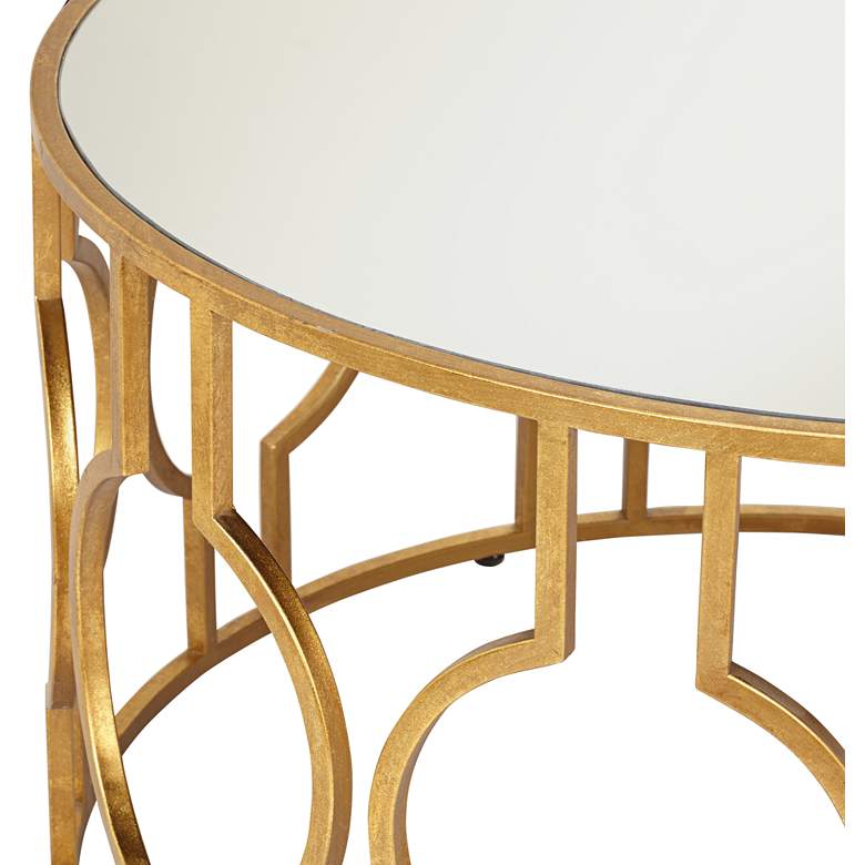 Aditya Metal Golden Coffee Table For Living Room - Glass Top