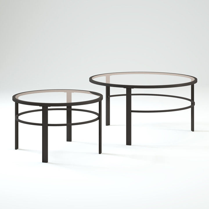 Marty Round Metal And Glass Top Coffee Table Set