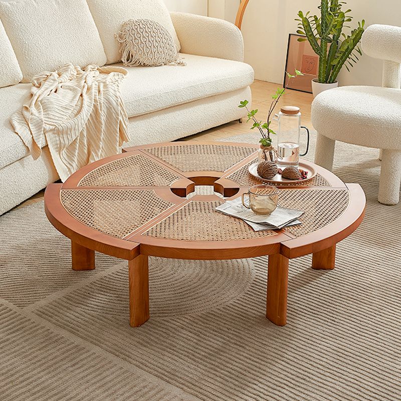 Anay Solid Wood Coffee Table for Living Room | Cane Weaving