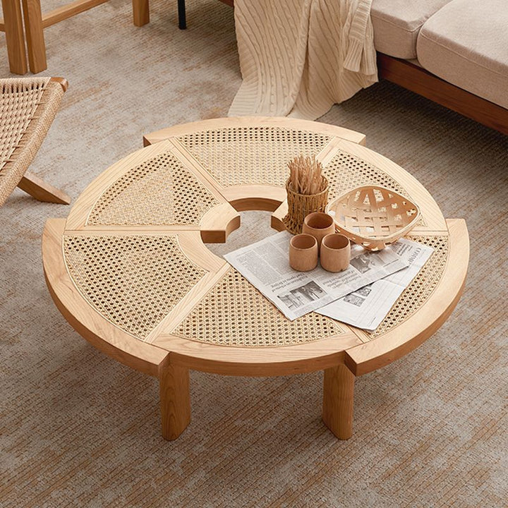 Anay Solid Wood Coffee Table for Living Room | Cane Weaving