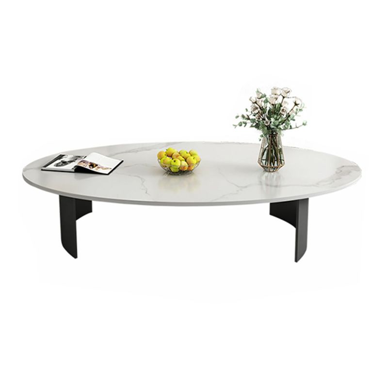 Velora Stainless Steel Coffee Table for Living Room | Oval Shape | Composite Ceramic Marble