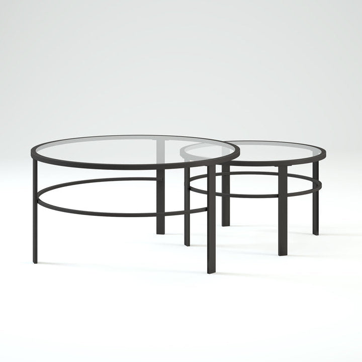 Marty Round Metal And Glass Top Coffee Table Set
