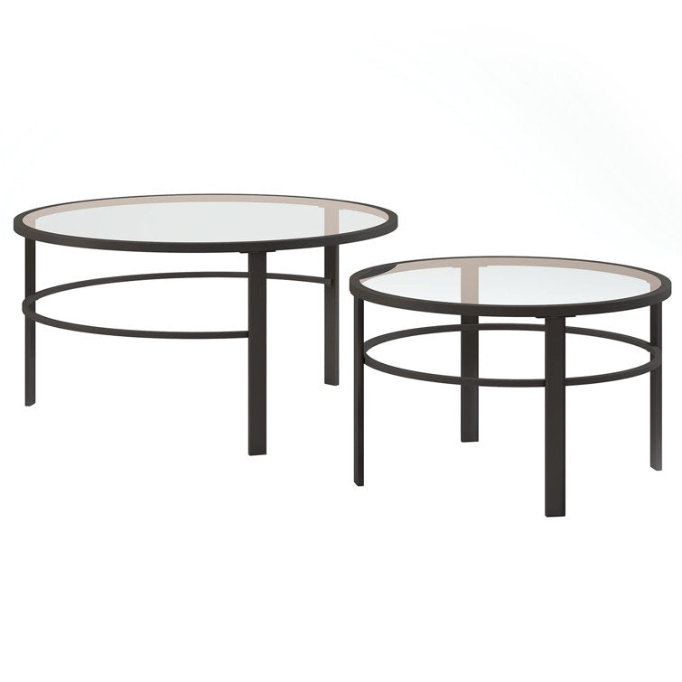 Marty Round Metal And Glass Top Coffee Table Set