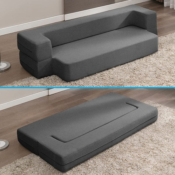 Namrata Grey Premium Velvet 3 Seater Fabric Sofa Cum Bed