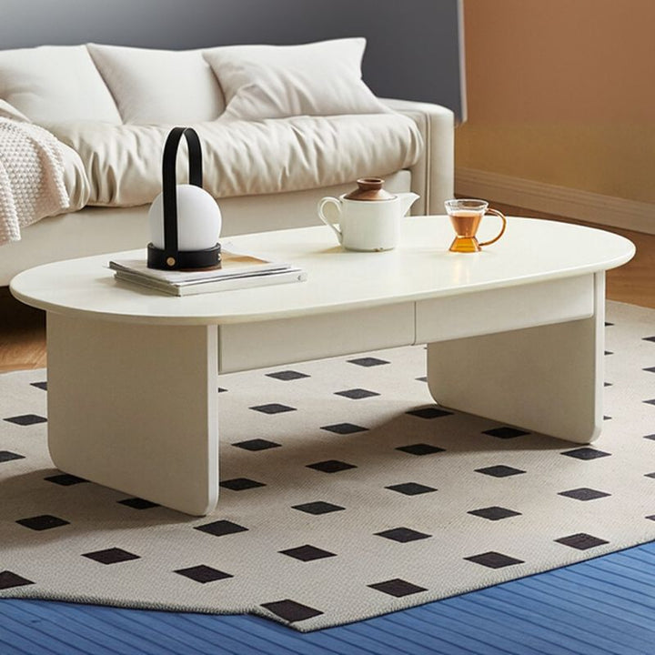 Lavit Solid Wood Coffee Table for Living Room in White Finish