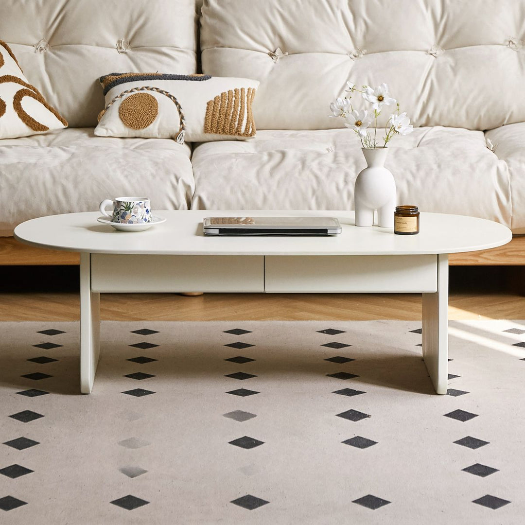 Lavit Solid Wood Coffee Table for Living Room in White Finish