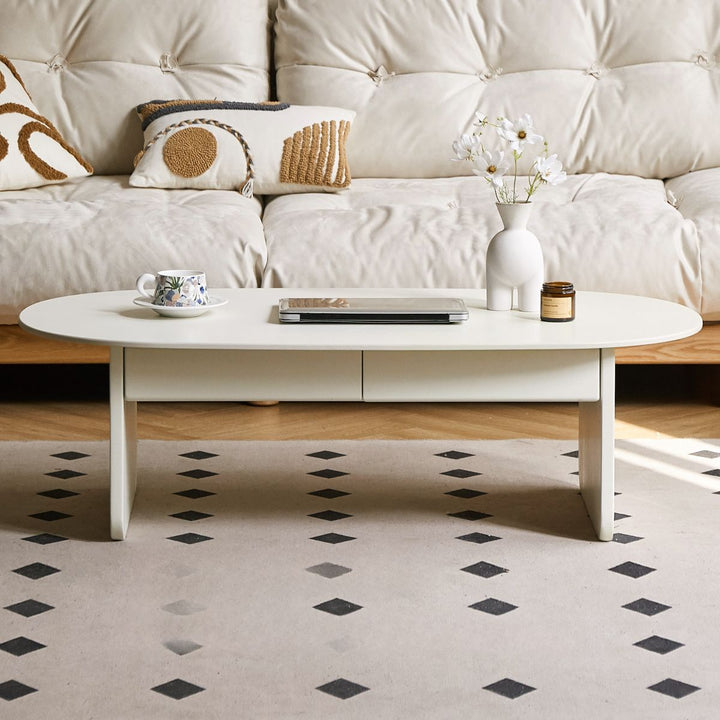 Lavit Solid Wood Coffee Table for Living Room in White Finish