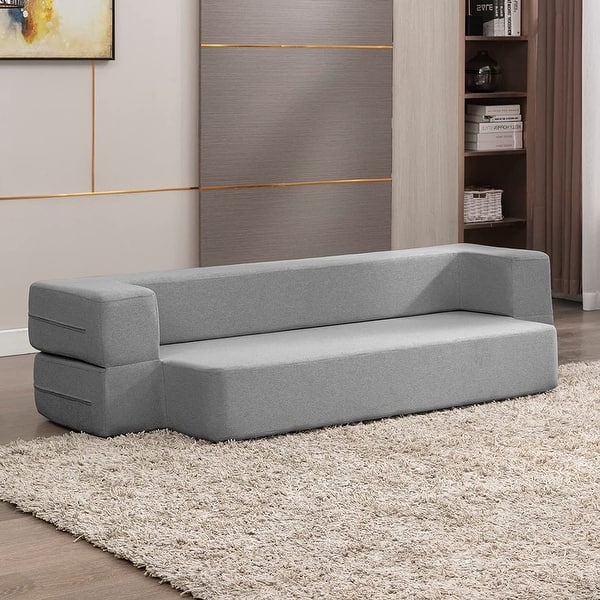 Namrata Light Grey Premium Velvet 3 Seater Fabric Sofa Cum Bed
