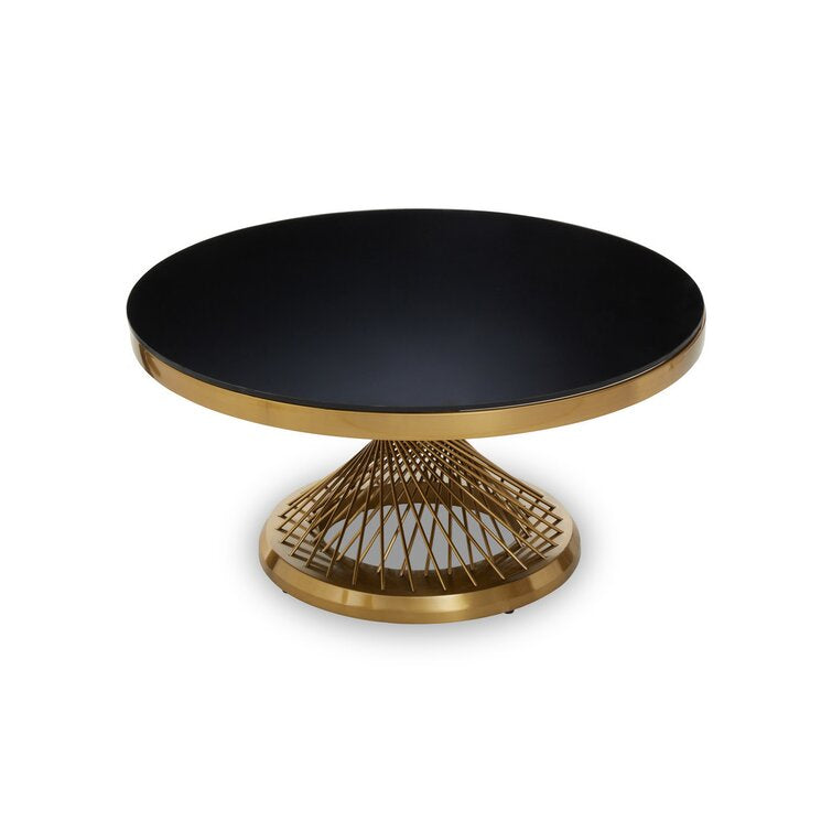 Dimple Glass Top Round Coffee Table For Living Room
