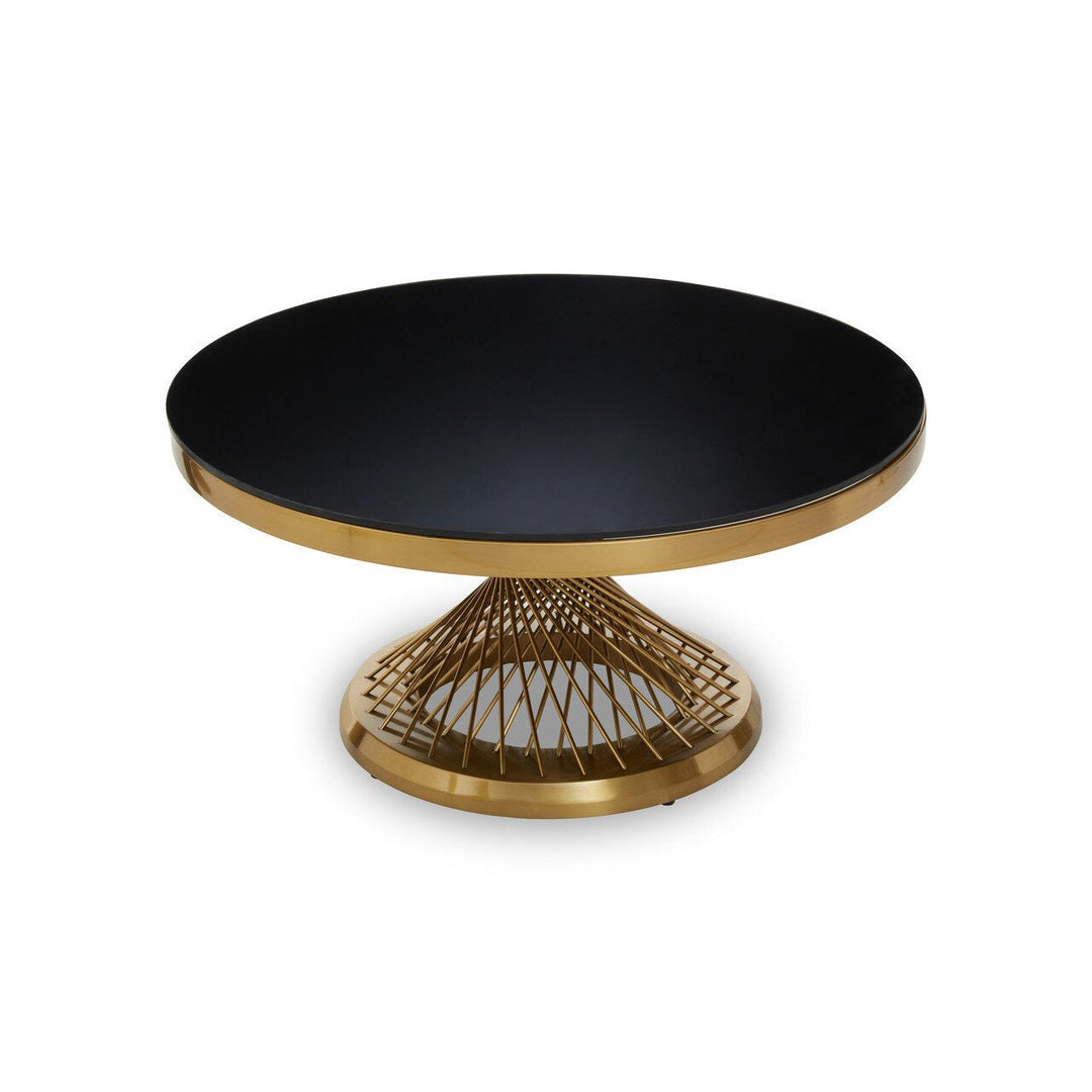 Dimple Glass Top Round Coffee Table For Living Room