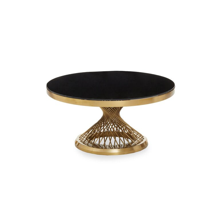 Dimple Glass Top Round Coffee Table For Living Room