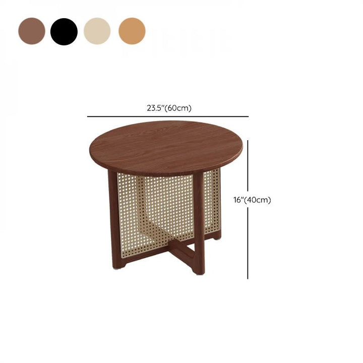 Indira Solid Wood Coffee Table with Cane Weaving for Living Room