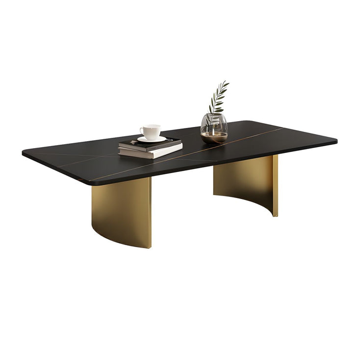 Aero Stainless Steel Coffee Table for Living Room | Rectangle Shape | Composite Ceramic Marble
