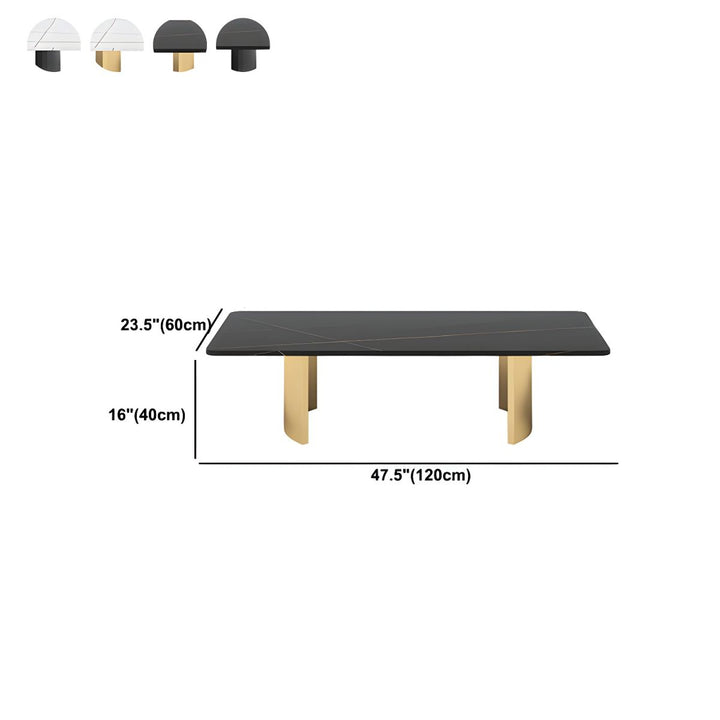 Aero Stainless Steel Coffee Table for Living Room | Rectangle Shape | Composite Ceramic Marble