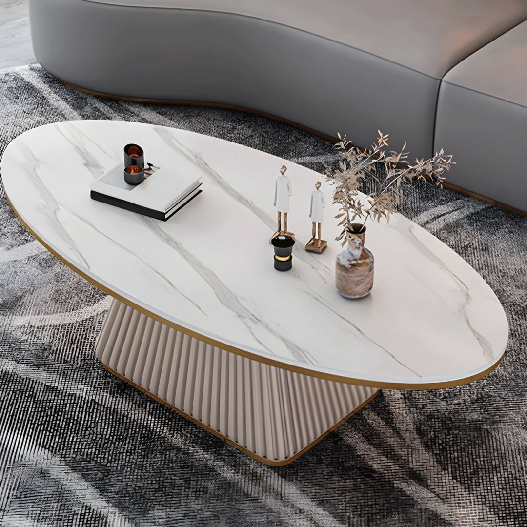 Bhavya Stainless Steel Frame and MDF Work Coffee Table for Living Room