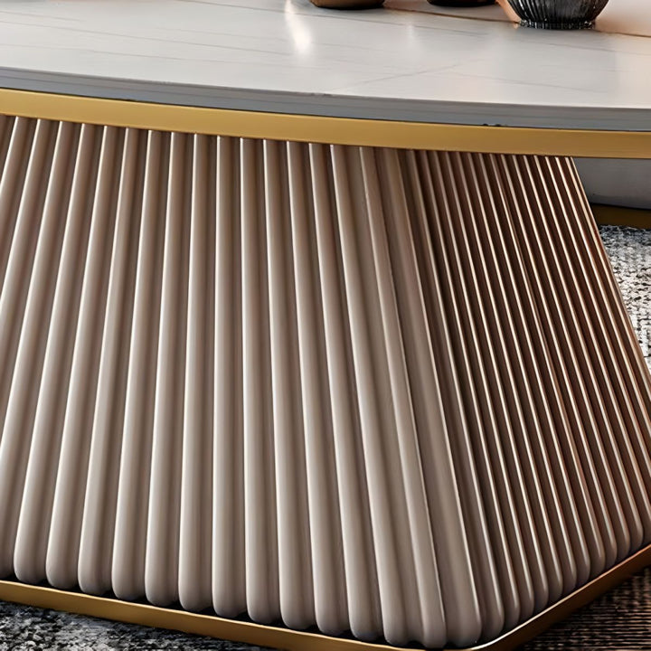 Bhavya Stainless Steel Frame and MDF Work Coffee Table for Living Room