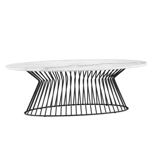 Jatin Ovel Marble Coffee Table For Living Room