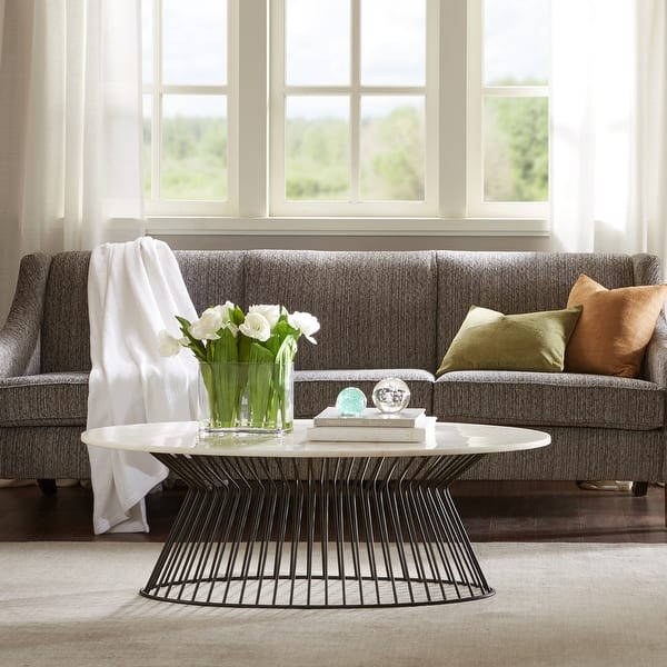 Jatin Ovel Marble Coffee Table For Living Room