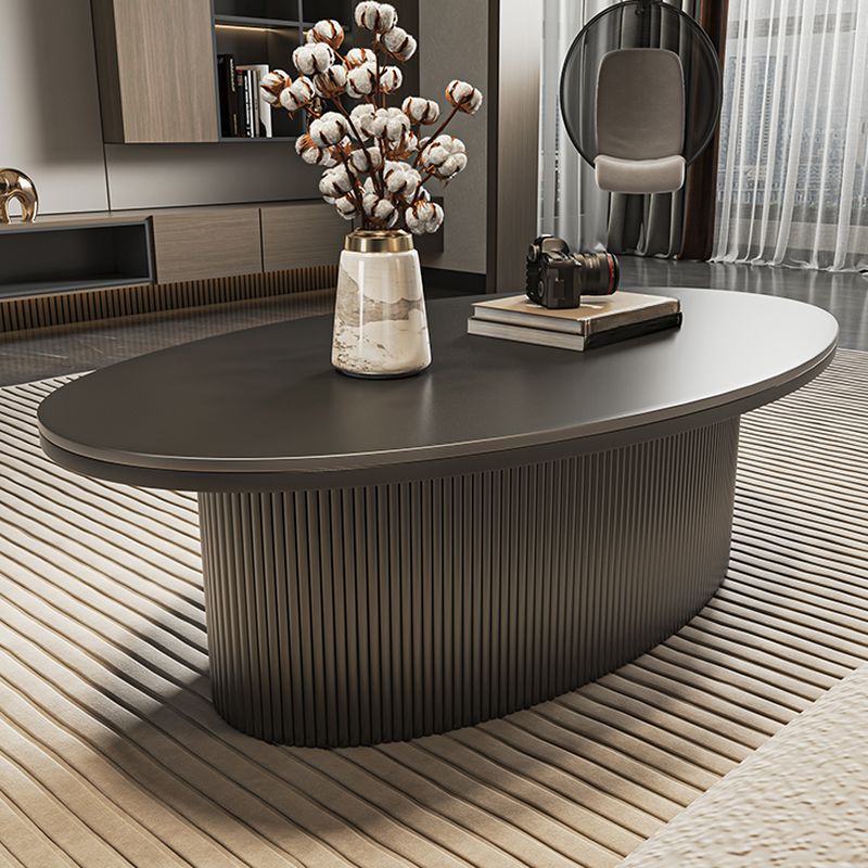 Sage MDF and Composite Marble Top Coffee Table for Living Room | Oval Shaped