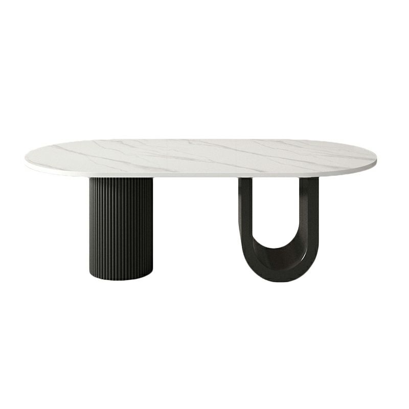 Amaya Stainless Steel Black Finish and Marble Top Coffee Table for Living Room