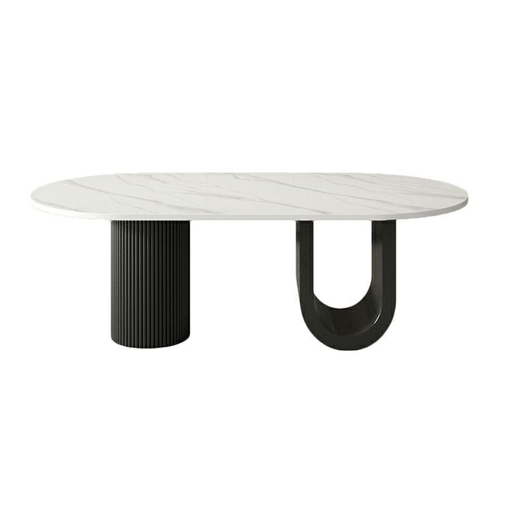 Amaya Stainless Steel Black Finish and Marble Top Coffee Table for Living Room