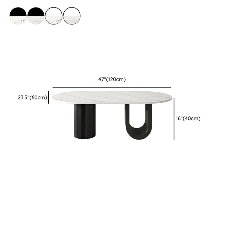 Amaya Stainless Steel Black Finish and Marble Top Coffee Table for Living Room