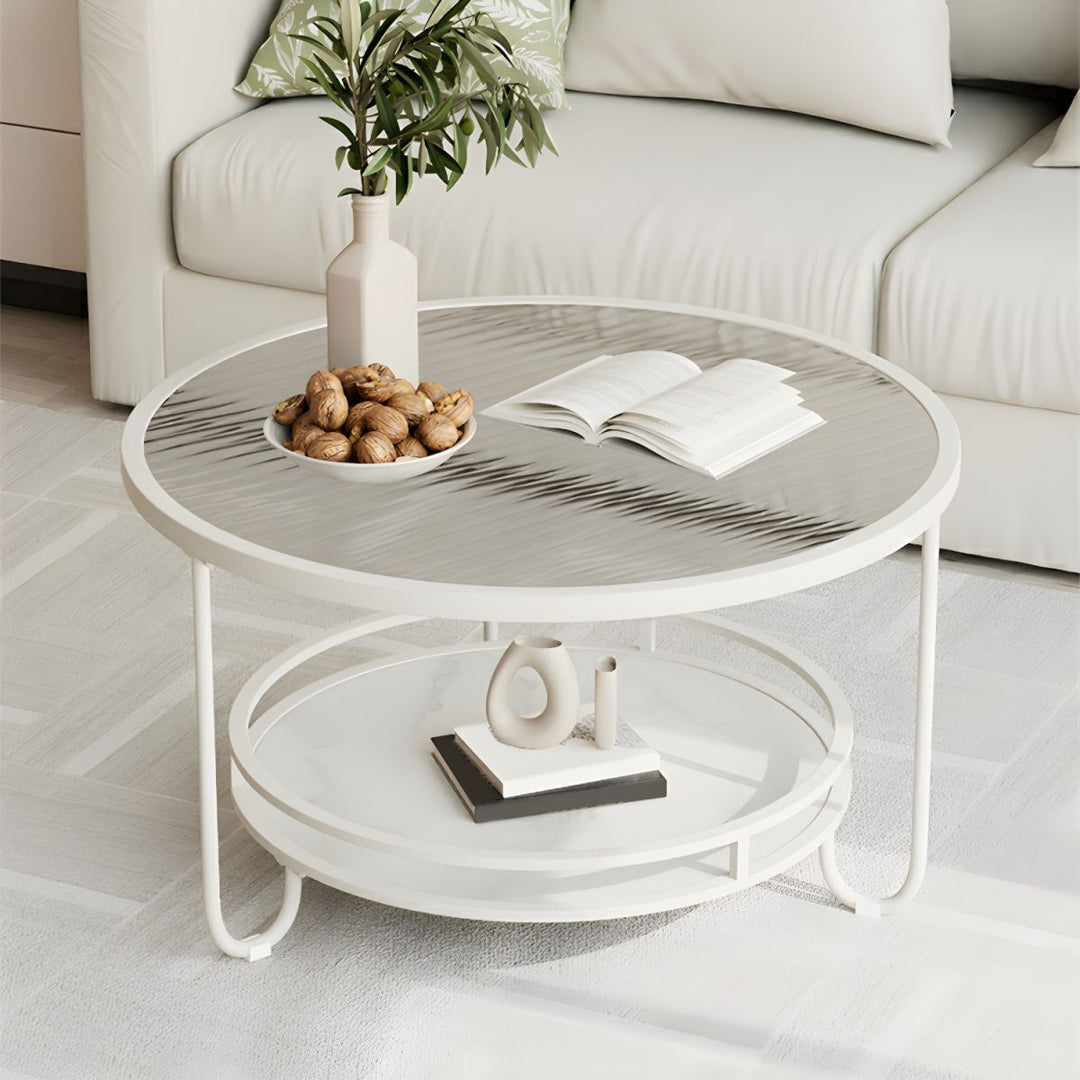 Celina Stainless Steel Frame and Fluted Glass Top Coffee Table for Living Room