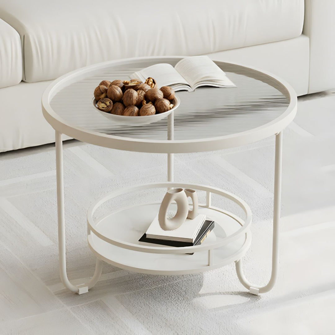 Celina Stainless Steel Frame and Fluted Glass Top Coffee Table for Living Room