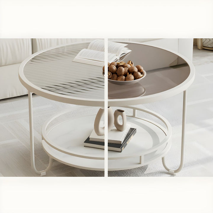 Celina Stainless Steel Frame and Fluted Glass Top Coffee Table for Living Room